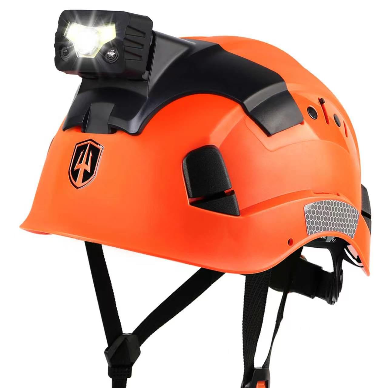 GREEN DEVIL Mervex Vent Set - EN397 zertifizierter Arbeitshelm für BAU & Industrie, 6-Punkt Aufhängung + Helmleuchte mit Bewegungssensor