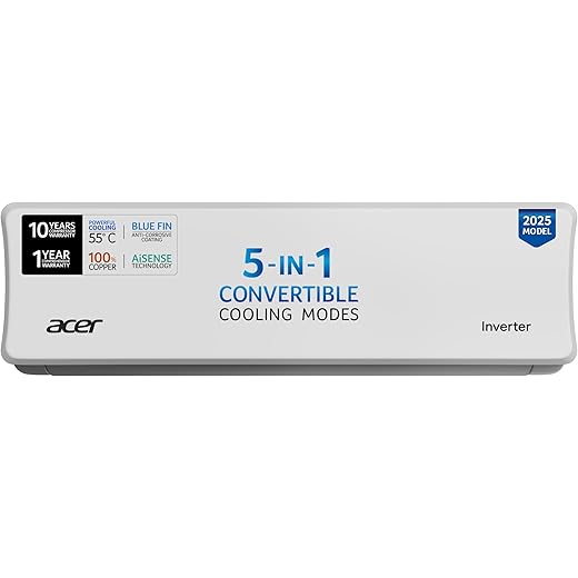 Acer 1 Ton 3 Star Split AC 5 In 1 Convertible Cooling Modes