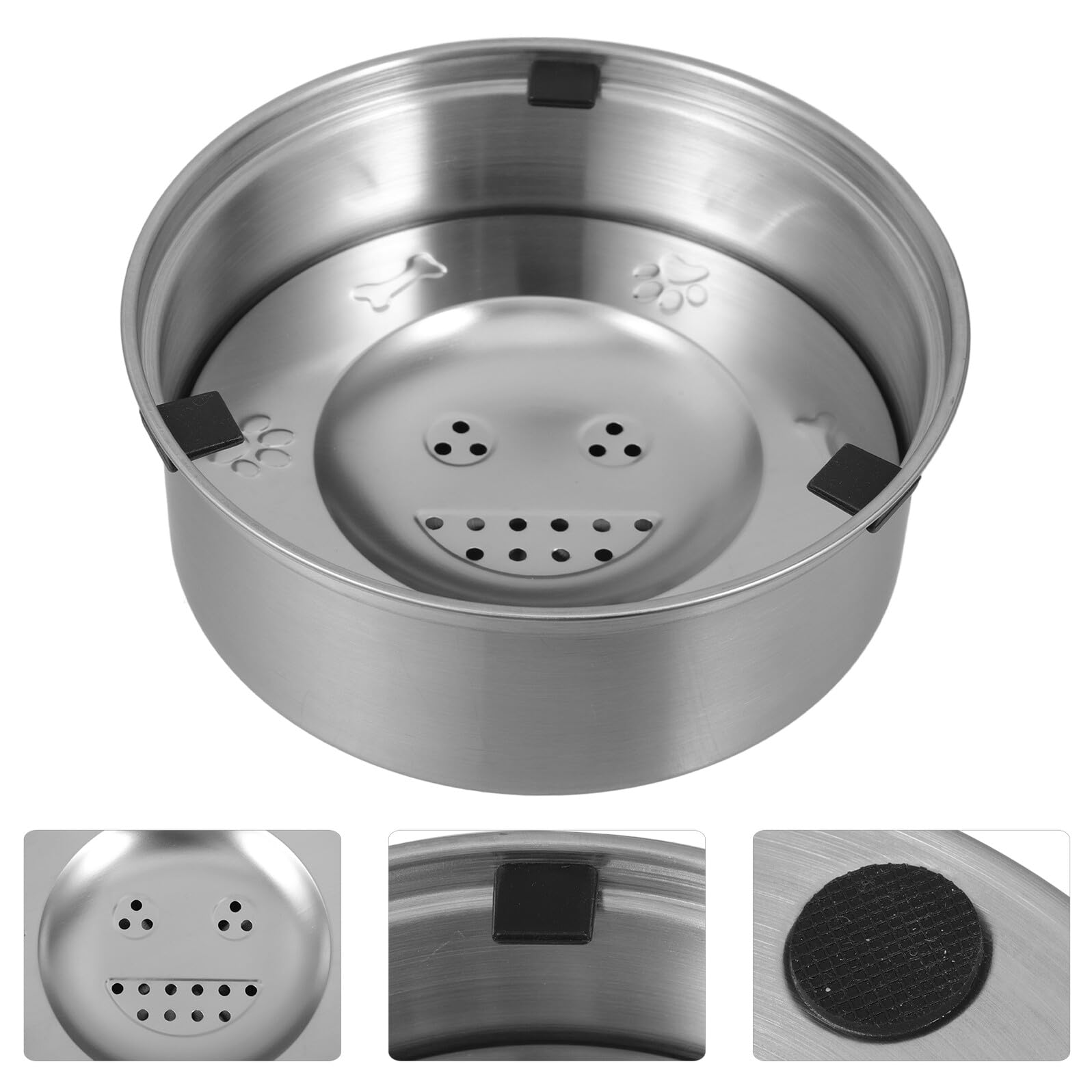 Auslaufsicherer Hunde Wassernapf mit Schwimmfunktion aus Edelstahl, Silber | Langsam Trinkendes Design, Geeignet für Katze und Hund, Kompakte Form für Täglichen Einsatz