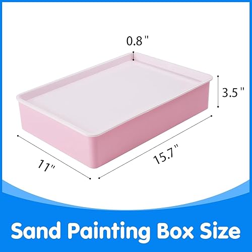 Miniatura 4 de Odoorgames Caja de luz de pintura de arena, mesa de luz para niños, 16 pulgadas (rosa) + 60 formas 3D para enseñar, sólidos geométricos para niños