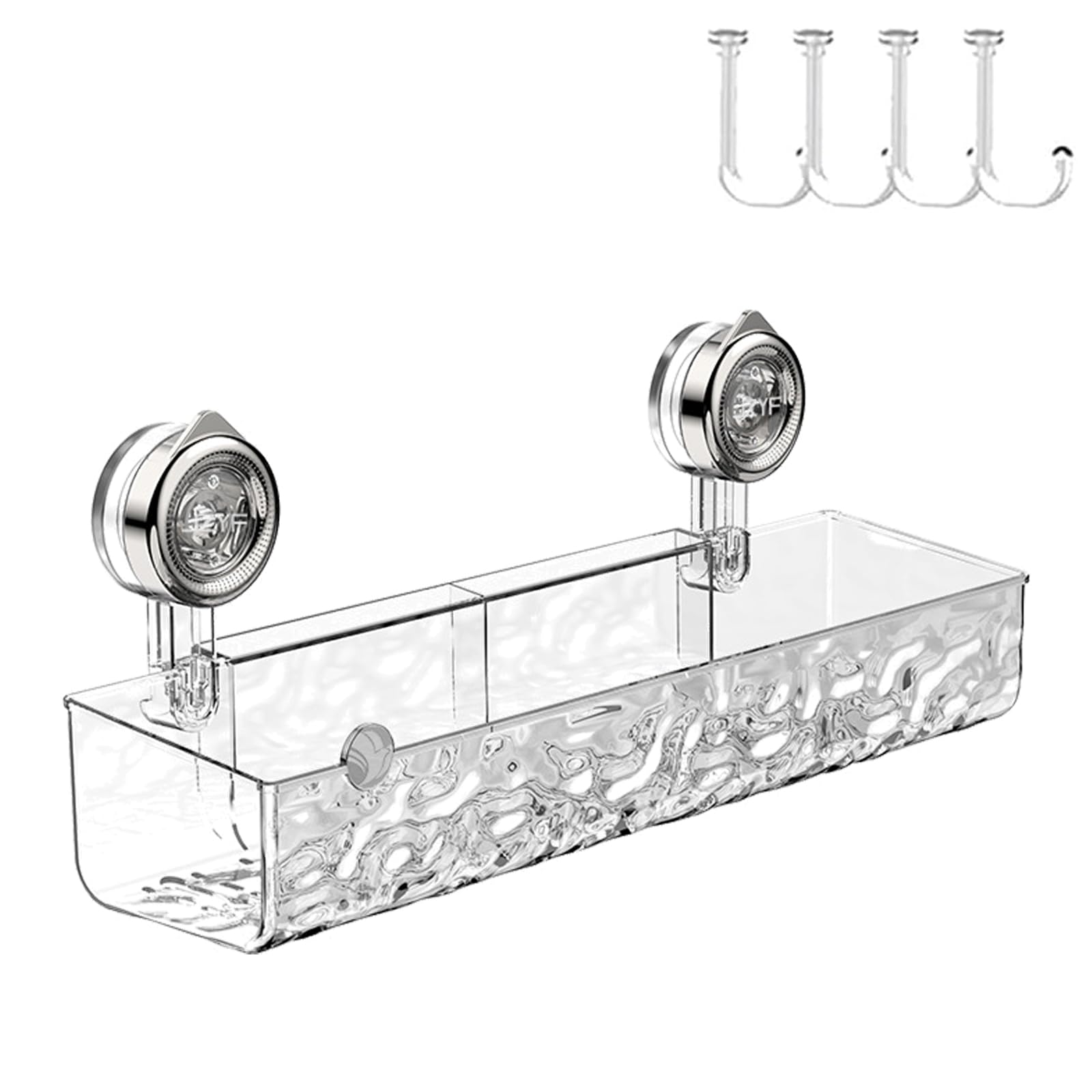 Corrugated Suction Cup Storage Holder,No-Drill Bathroom Shelf, Clear Wall-Mounted Organizer for Shower and Kitchen, Removable Shower Organizer for Bathroom,Kitchen (Transparent A)
