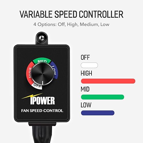 Miniatura 4 de iPower Ventilador de conducto en línea de 118 CFM de 4 pulgadas con controlador de velocidad variable y filtro de carbono de aire, termómetro