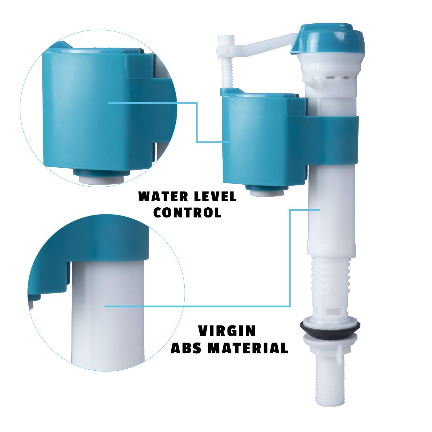 Bath Guru Plastic AntiSiphon Toilet Flush Tank Fill Valve Adjustable 6