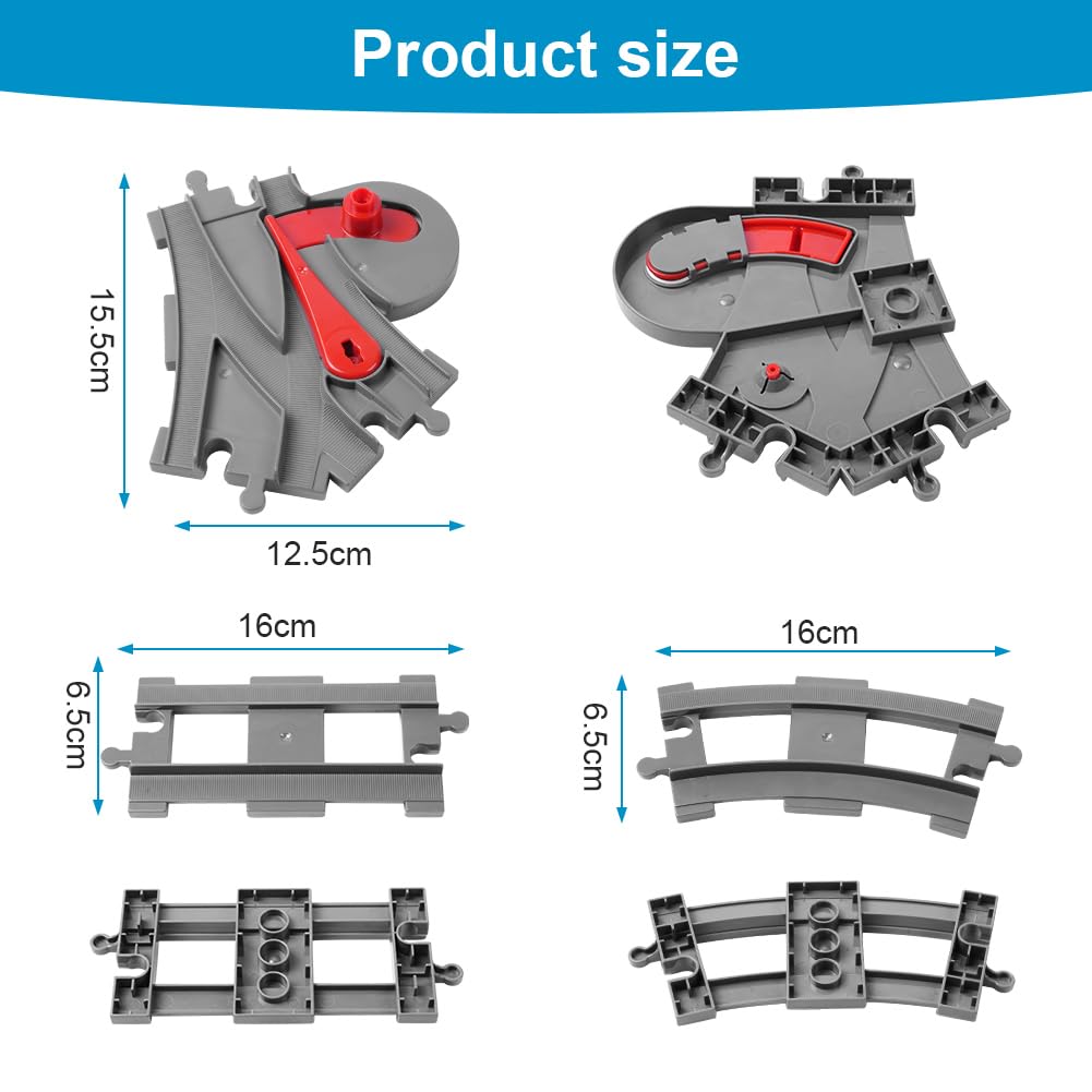 HOTUT 26 PCS City Train Tracks, City Railway Rails for Train Construction Toy Set Compatible with All Major Brand - Image 2