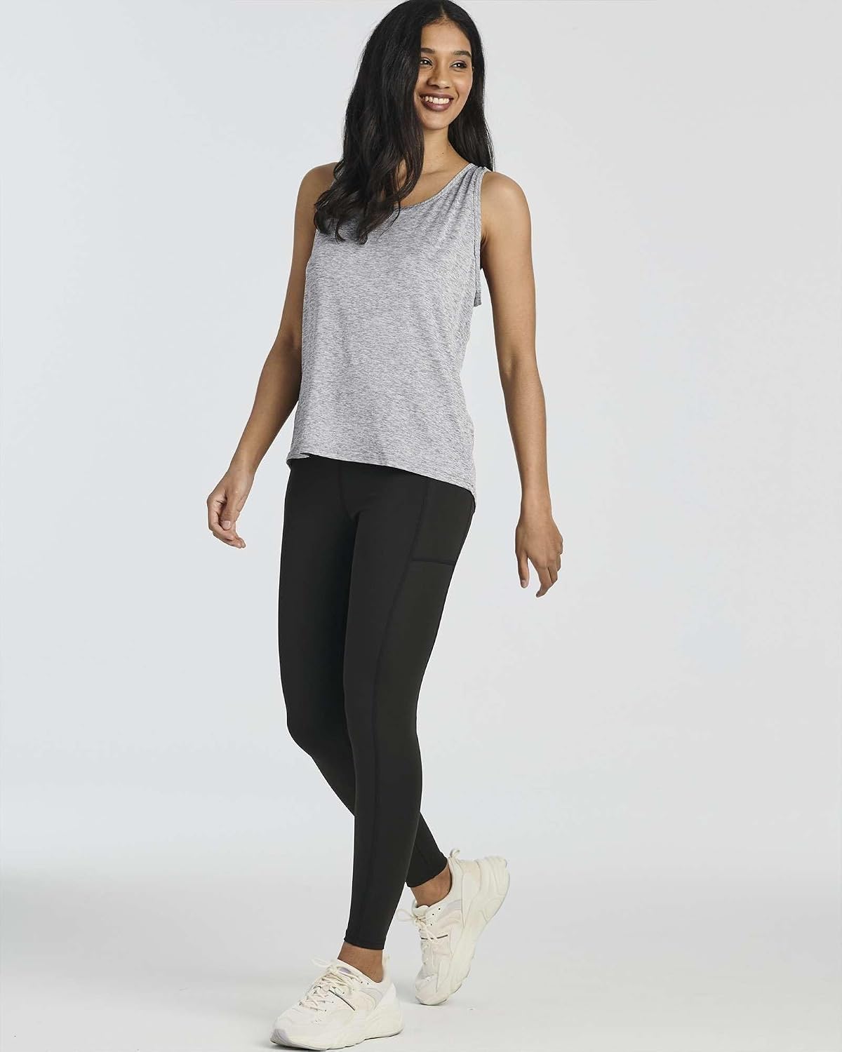 Real Essentials 5 Pack: Women's Crossback Keyhole Open Back Workout Tank Top Dry-Fit Sleeveless Yoga Gym (Available in Plus)