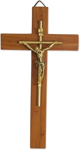 NOVICA - Cruz de pared para colgar en madera de cedro y metal, color marrón, Jesús Nuestro Salvador