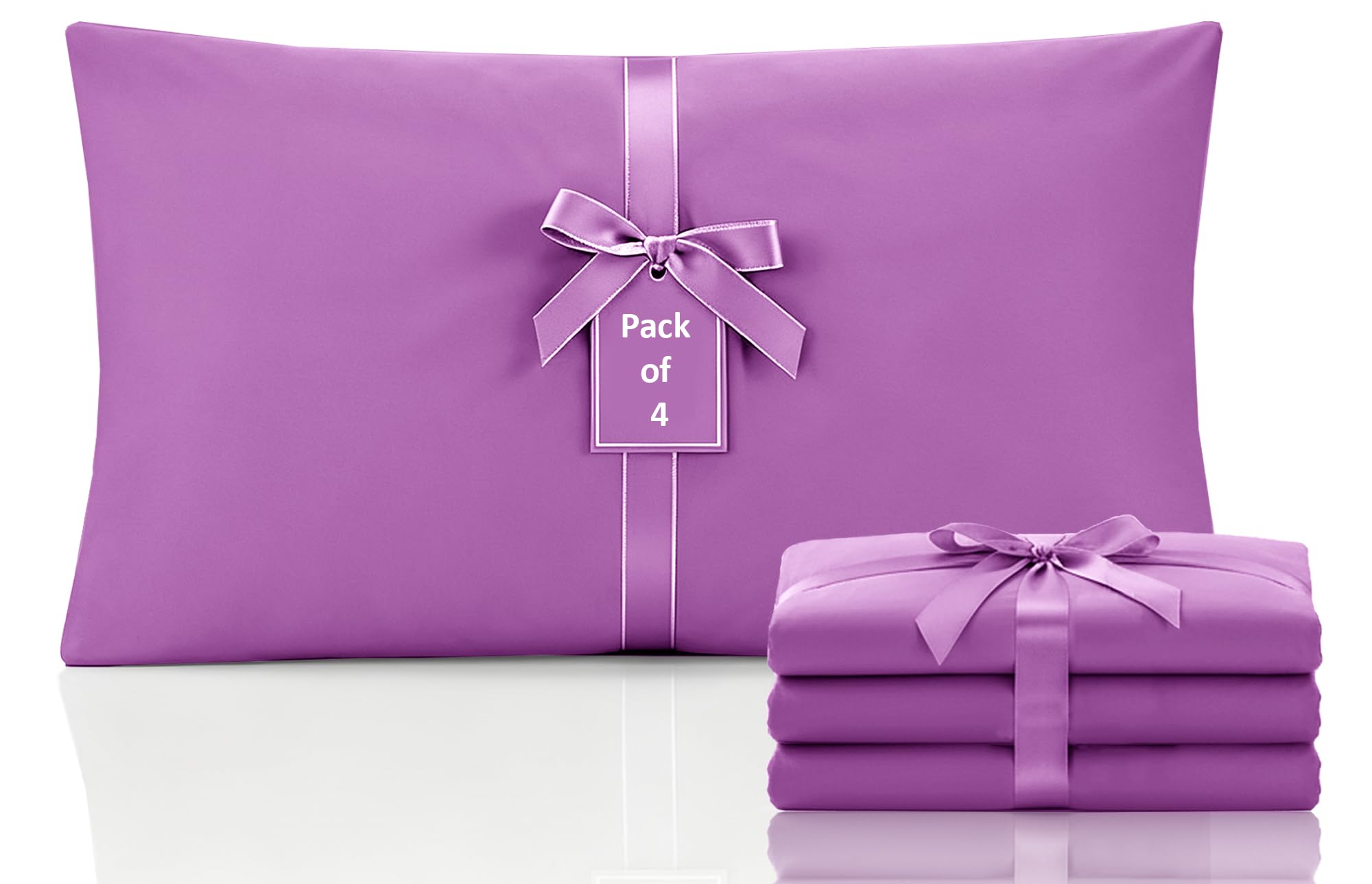 Moonlight Bedding Pillow Cases 4 Pack – Purple Pillowcases Envelope Closure Super Soft Brushed Microfiber Standard House Wife Pillow Covers, (50 X 75 CM)