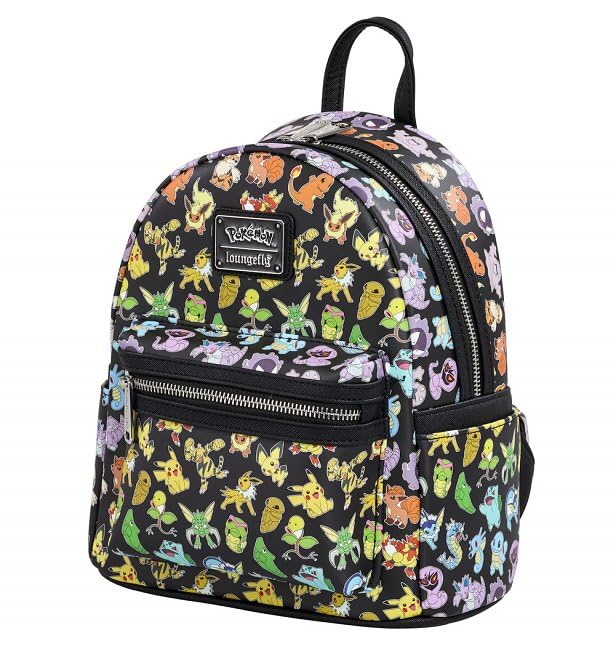 Loungefly Pokemon Multi Character All Over Print Mini Backpack, Black/Charcoal, Taglia unica2