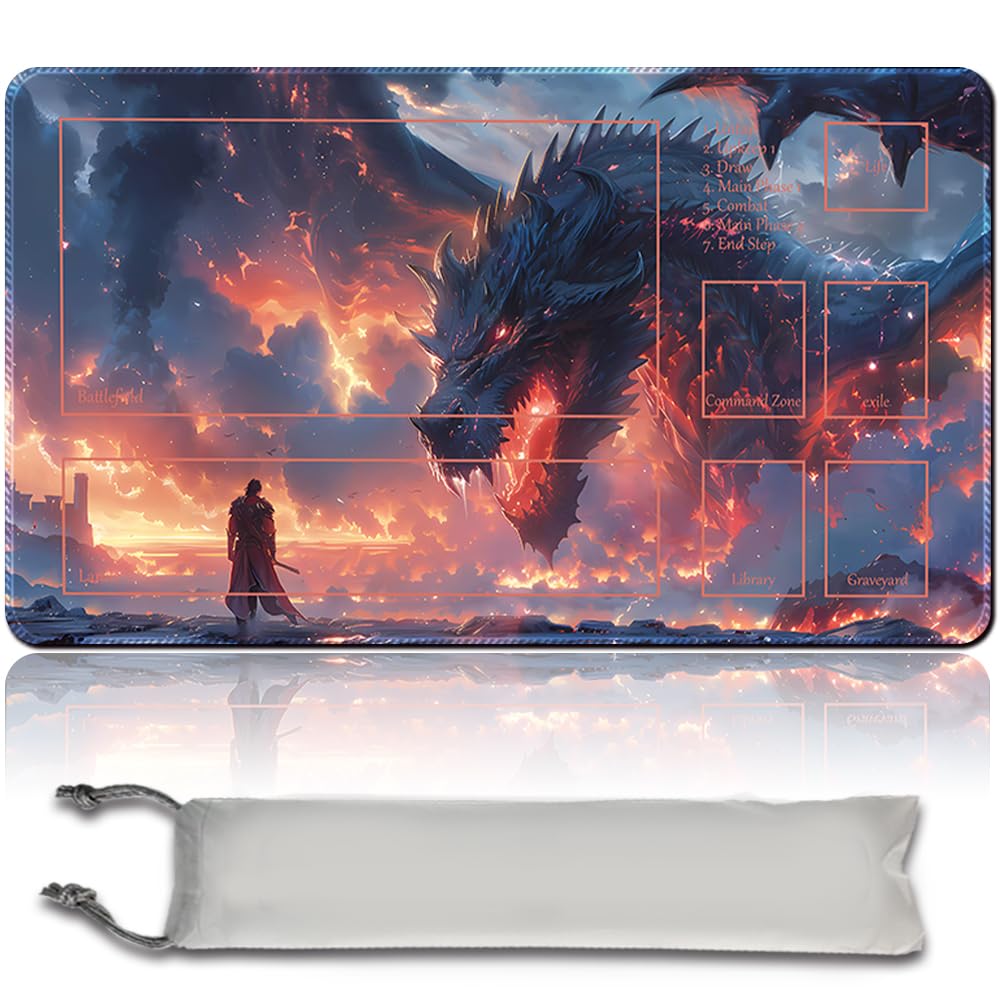 Board Game 60x35CM MTG Playmat + Free Waterproof Bag Compatible for OCG CCG RPG TCG Playmats,Mouse pad Desk Mats (mtg 31 (12),With Zone)
