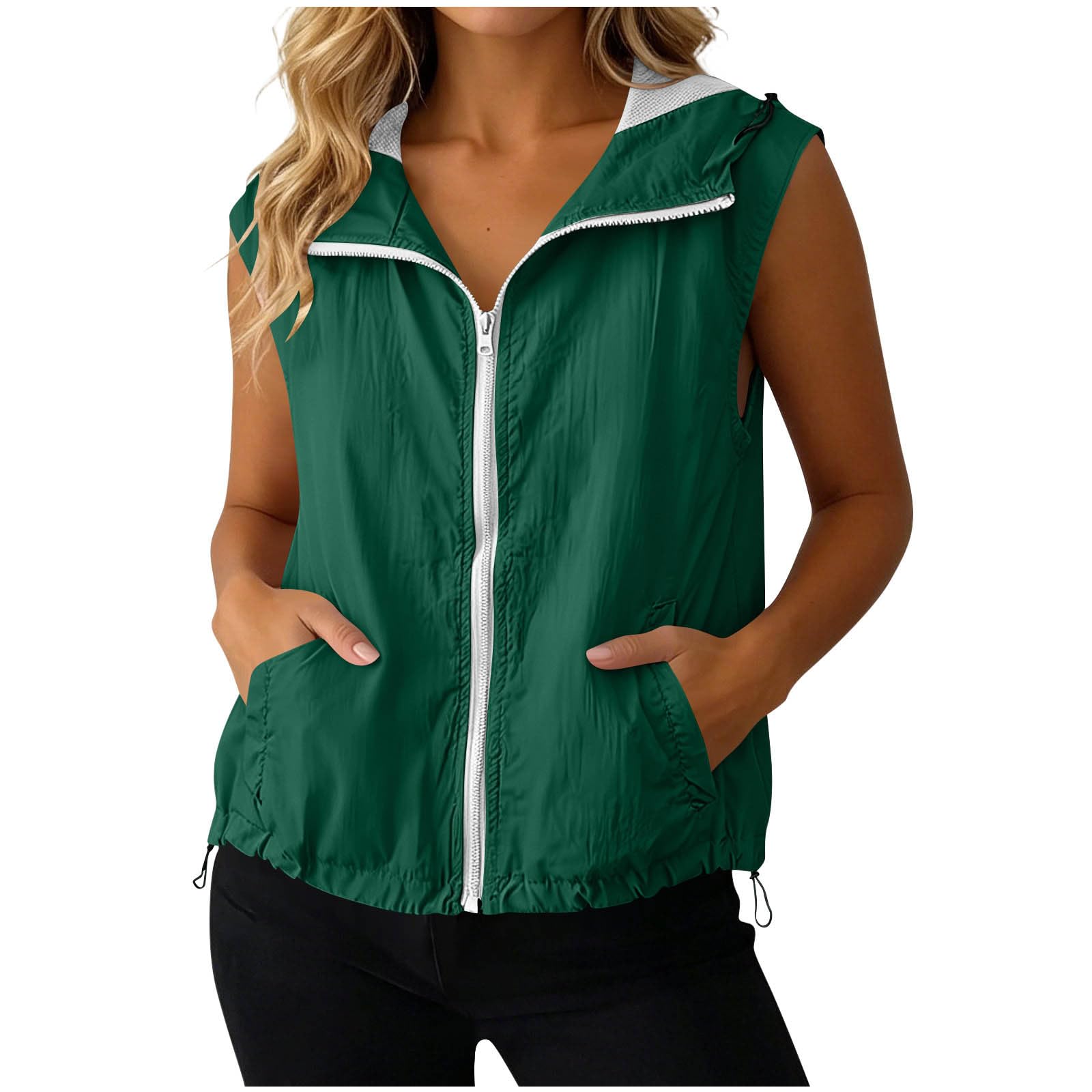 Lightweight Vest for Women Casual Loose Full Zip Sleeveless with Pockets Summer Fishing Running Hiking Outerwear Outdoor Sports Tops Hooded Vest Vest-image-15