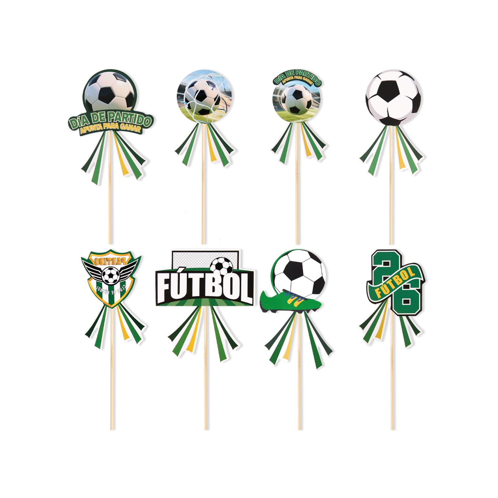 Ekoama 48Pcs Football Cake Toppers Soccer Ball Design Cupcake Picks For Baking Decoration Game Day Party Supplies