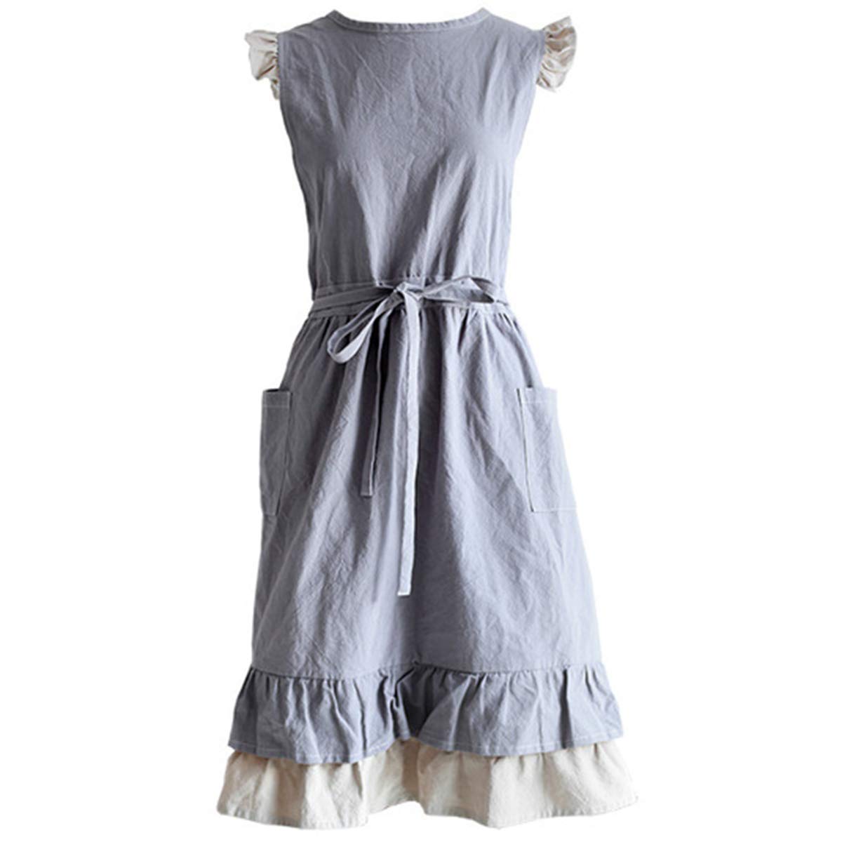 FMSBSC Kitchen Cooking Aprons for Women with Pockets, Soft Cotton And Linen Apron for Baking, BBQ And Gardening, Cooking Aprons