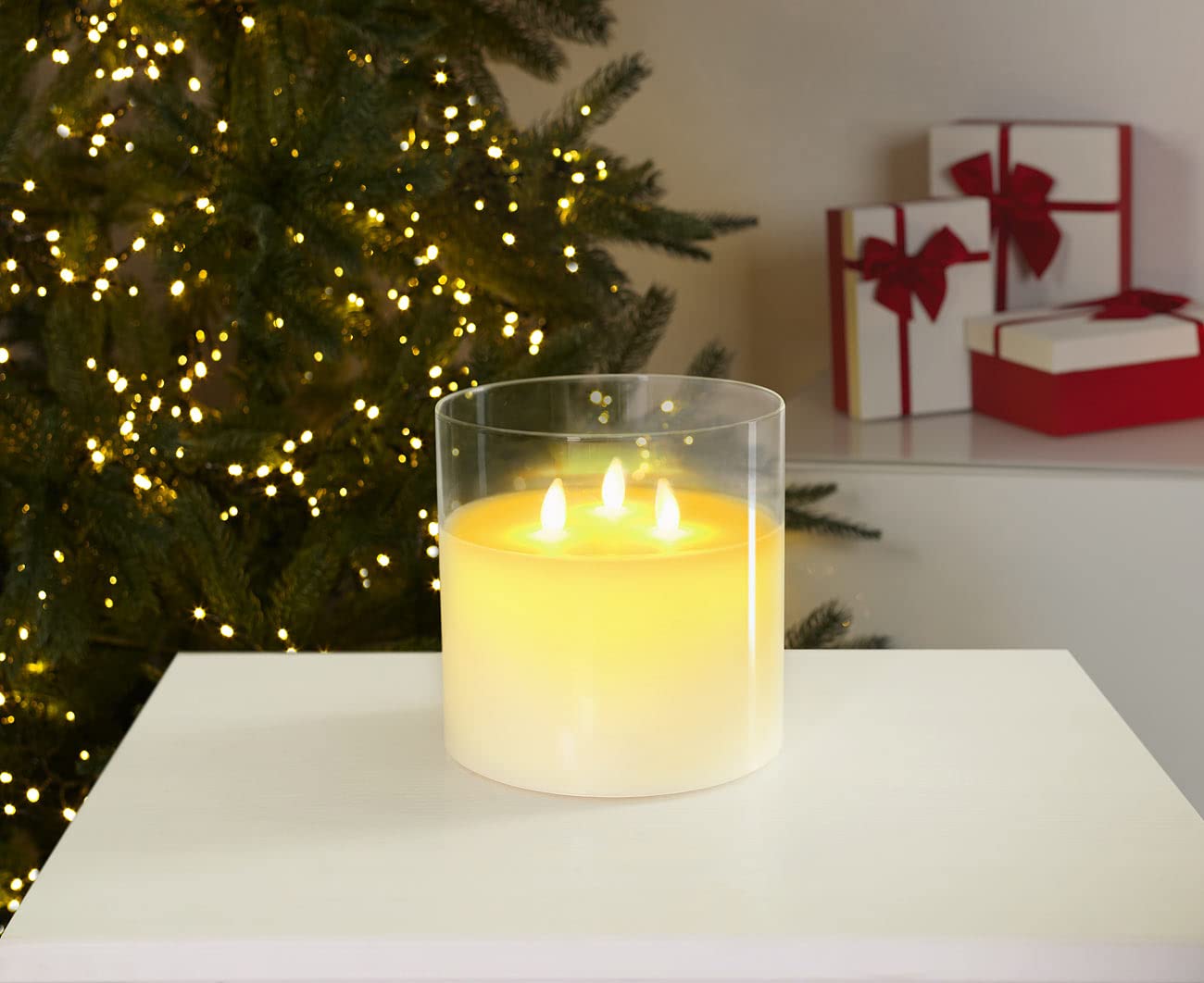 Lunartec LED Kerzen wie Echt: LED-Echtwachs-Kerze im Windglas, 3 bewegliche  Flammen, Fernbedienung (3 Docht Kerze mit Timer, 3-Dochtkerzen, Party) :  Amazon.de: Beleuchtung