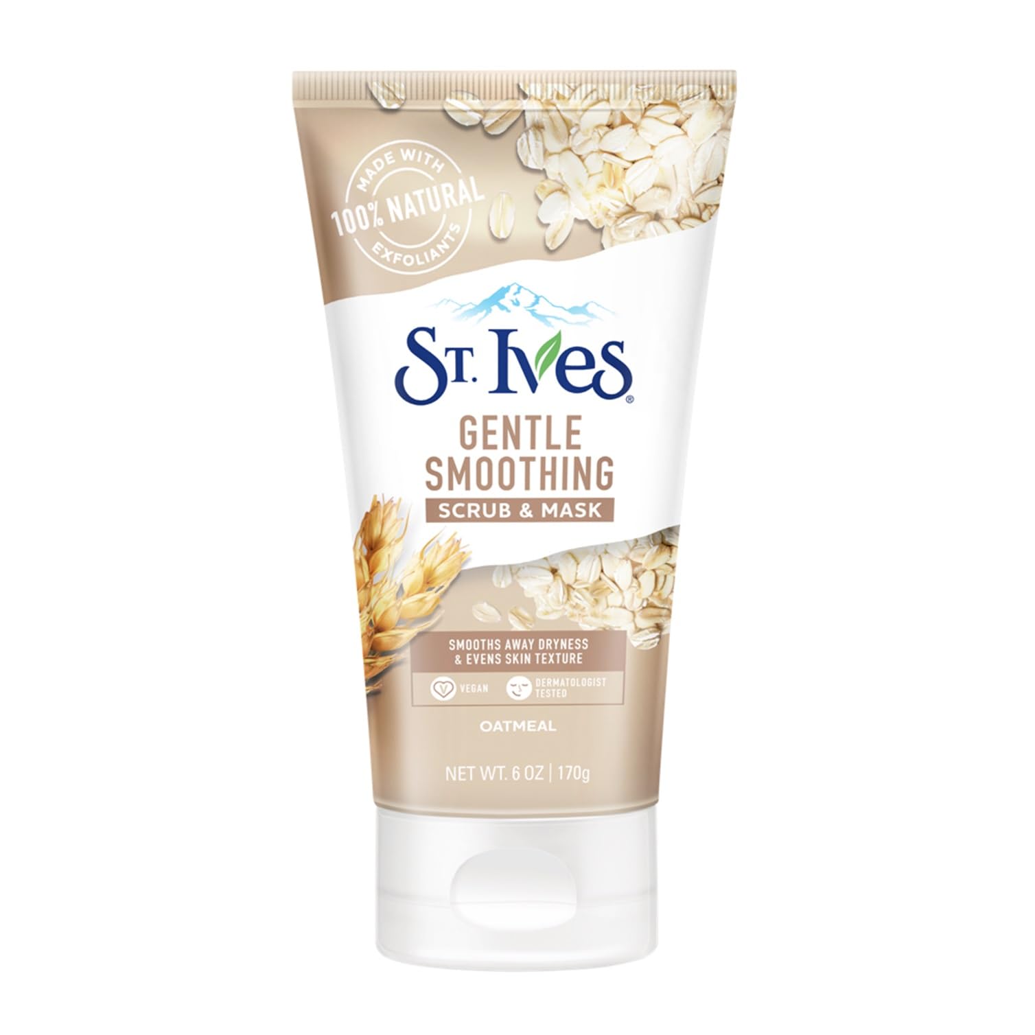 St. IvesGentle Smoothening Oatmeal 2-In-1 Face Scrub & Mask with 100% Natural Exfoliants & Honey Extracts For Smooth & Nourished Skin| Exfoliating Scrub & Mask for Men & Women| Paraben-Free| 170gm