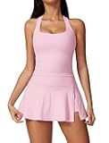 2 Piece Tennis Dresses for Women Side Slit Mini Skirt Set Racerback Workout Crop Tank Top Golf Outfits