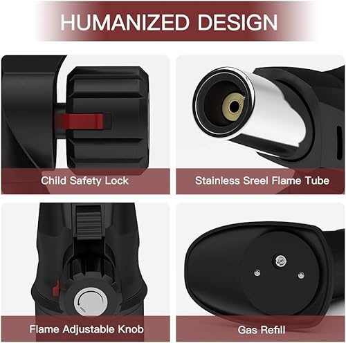 Miniatura 5 de LNLEE - Antorcha de cocina culinaria para hornear carne Creme Brulee, recargable, profesional, para chef, manualidades, resina con medidor de