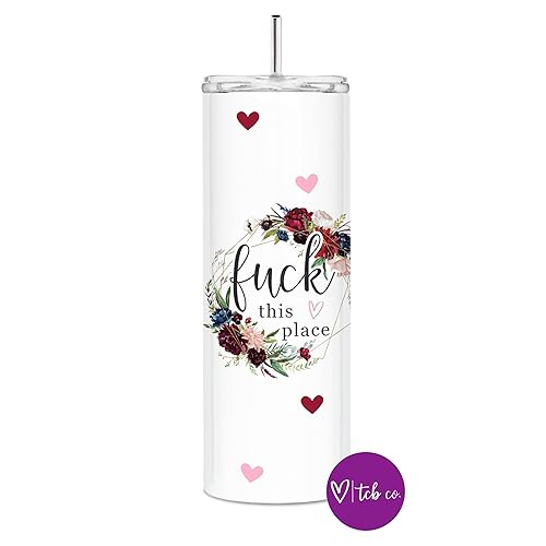 Miniatura 4 de Fuck This Place Funny Gift For Coworker 20 oz Stainless Steel Skinny Tumbler With Clear Lid and Metal Straw