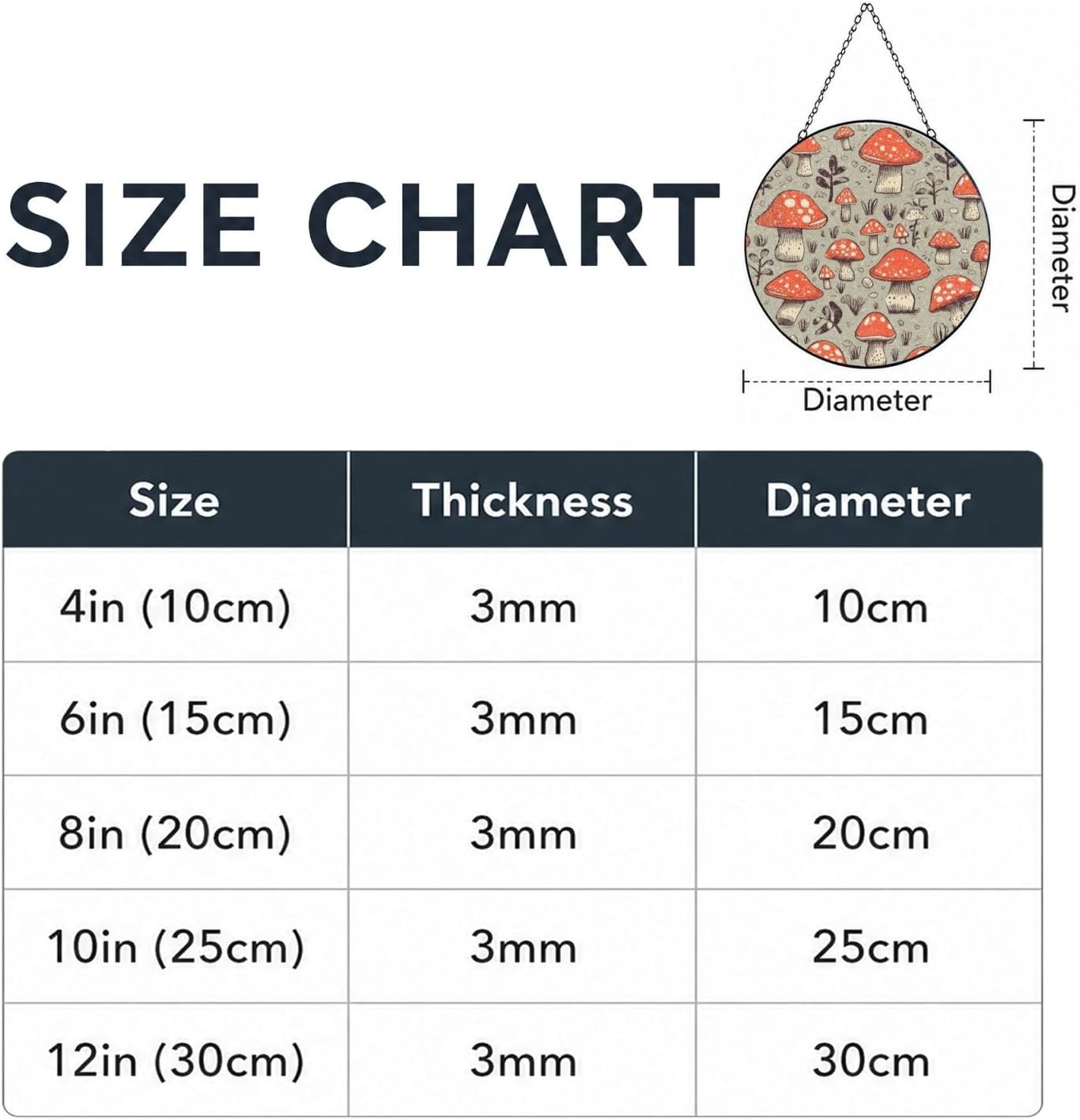 Stained Glass Window Hanging Decor, Cartoon Mushrooms Sun Catcher Ornament Glass Panel with Metal Chain 6in Suncatcher Decor Indoor Window Wall Art Home Decor Gift for Women Wife and Mom