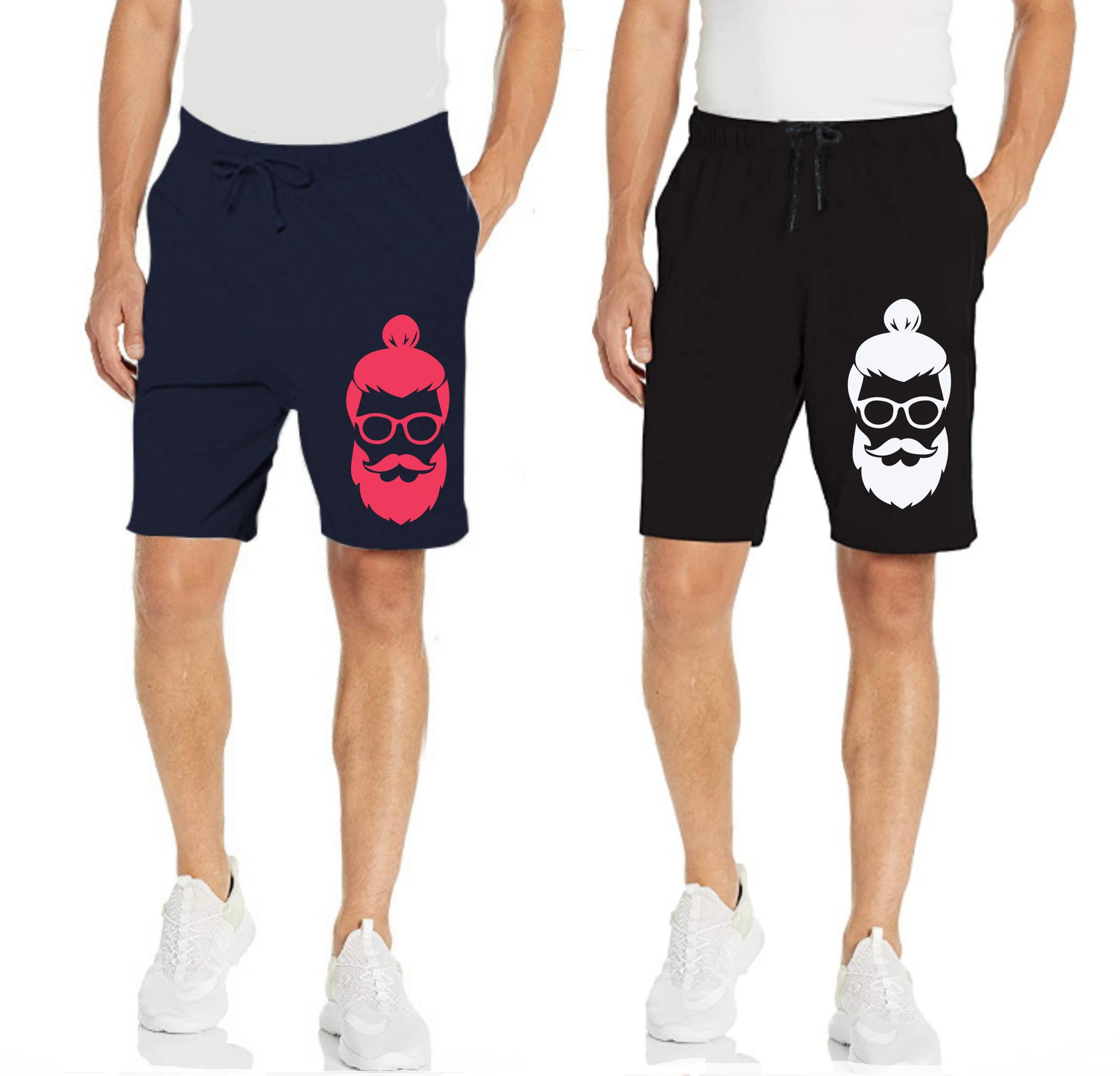 kart black Men's Regular Fit Shorts with Pocket|Casual Knit Shorts|Printed Shorts|Over Sized Shorts|(S,M,L,XL,XXL,3XL,4XL,5XL) Combo Pack of 2-picture-0