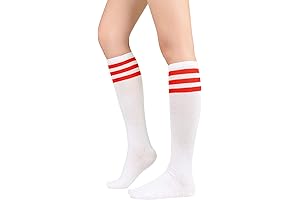 Sporty Red Striped Knee High Socks