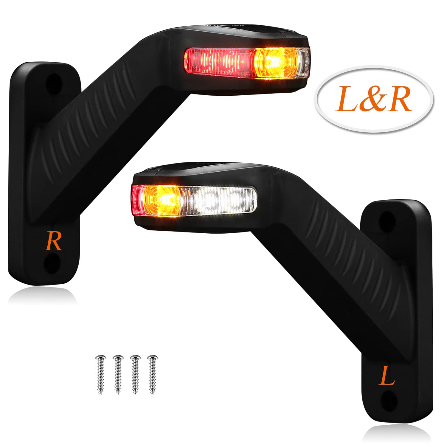 LED Caoutchouc Feu de Gabarit Latéral 12V 24V Etanche Feux de Signalisation Latéraux à LED Feu d’Encombrement Lateral Feux de Position pour Remorque Camion Caravane E-Mark R10