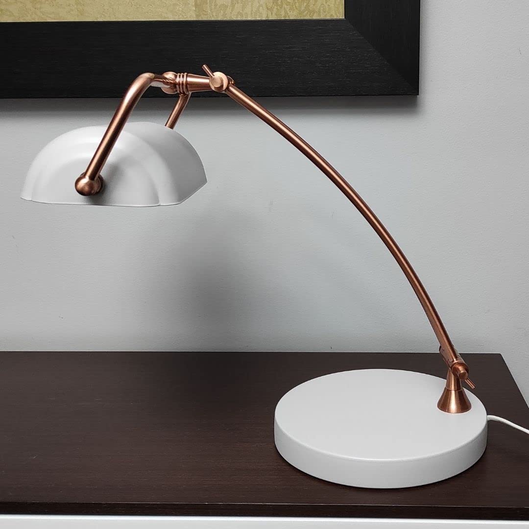 F BRIGHT Lámpara de Escritorio Tipo Banquero Abatible Diseño Metálico (Blanco)