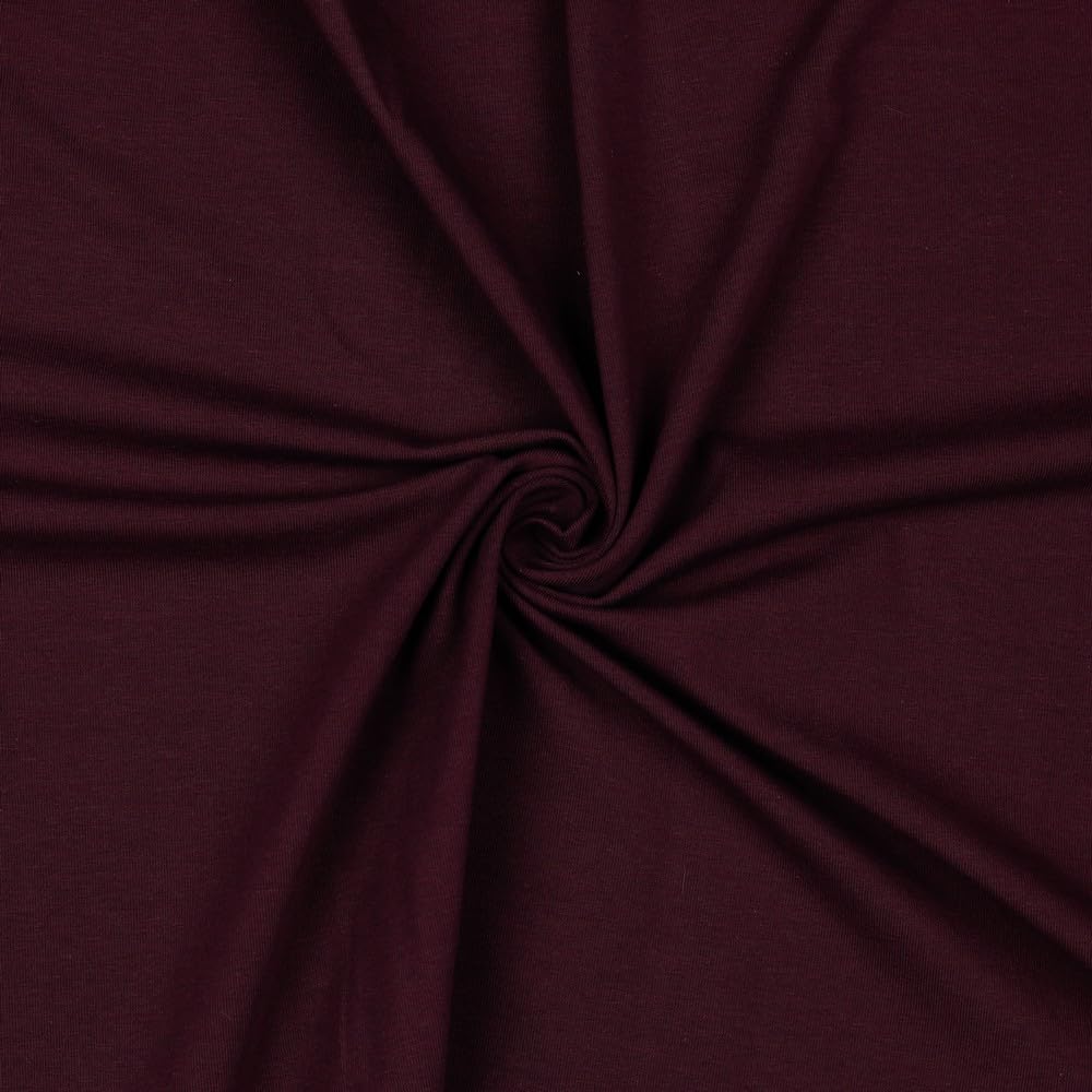 Jersey Fabric Plain Sold by the Metre Tex Standard 100 + GOTS Certified 69 Colours to Choose From (056 I Aubergine, 200 x 150 cm) — image 1