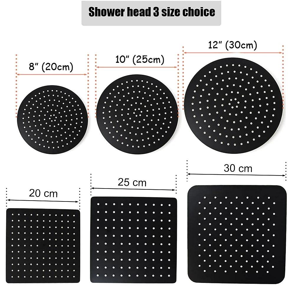 Stal nierdzewna czarna łazienka ultracienka 2 mm deszczowa głowica prysznicowa 20/30 cm ściana i sufit kwadratowa i okrągła deszczownica kwadratowa 30 x 30