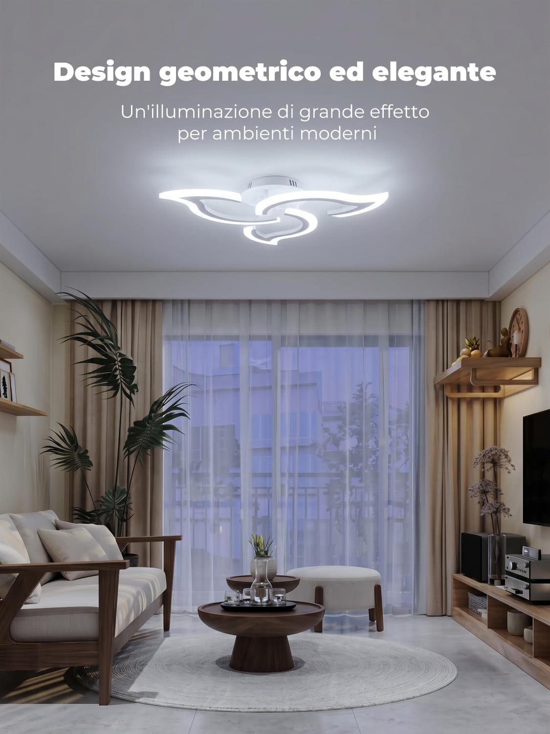 Plafoniera Smart Compatibile con Alexa, LED Dimmerabile con App e Controllo Vocale, Lampadario Moderno a Fiore con Telecomando per Camera da Letto, Sala da Pranzo, Cucina, WiFi 2.4GHz, Bianco