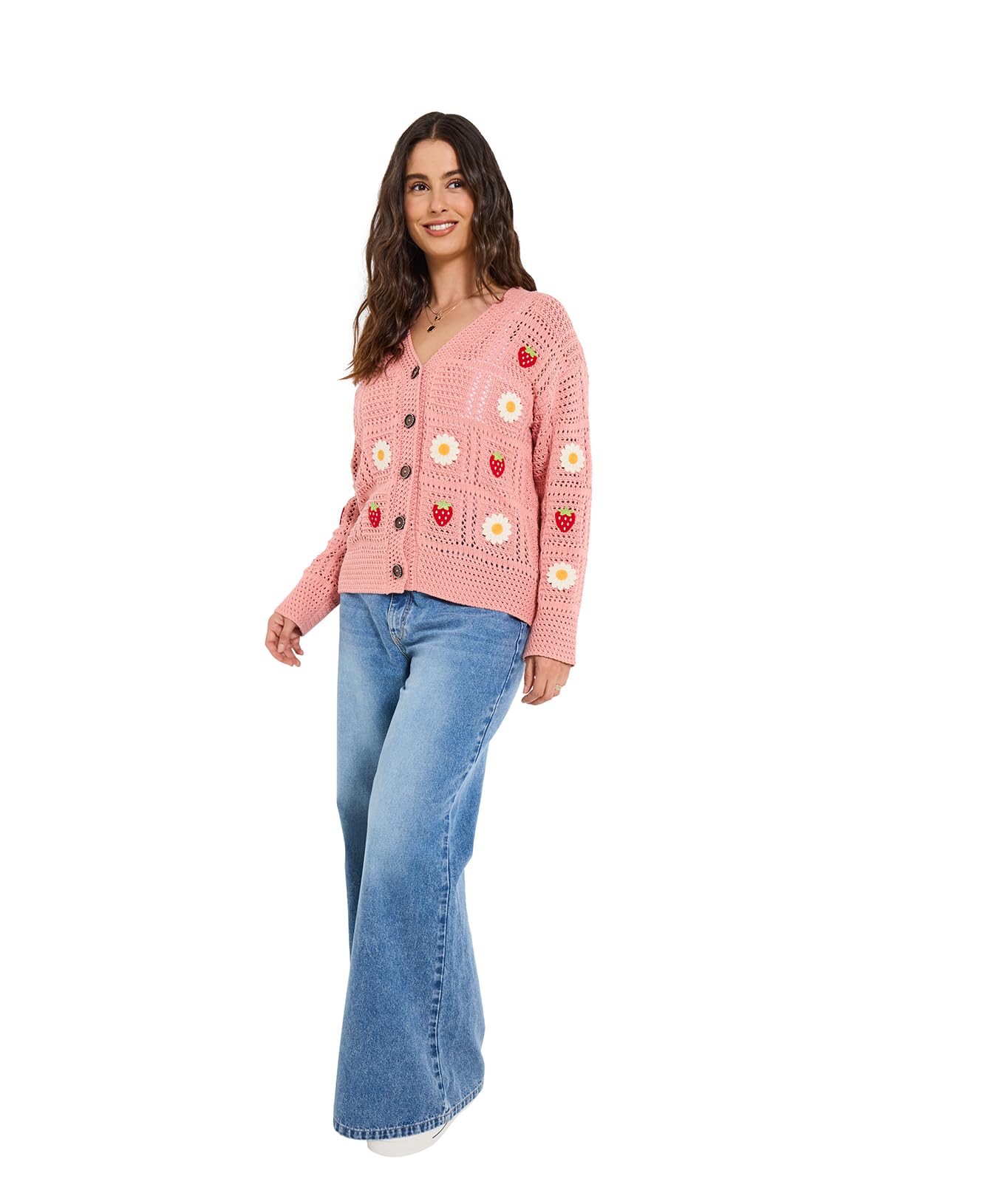 Joe Browns Womens Cardigan - Embroidered - Pink - Size 8