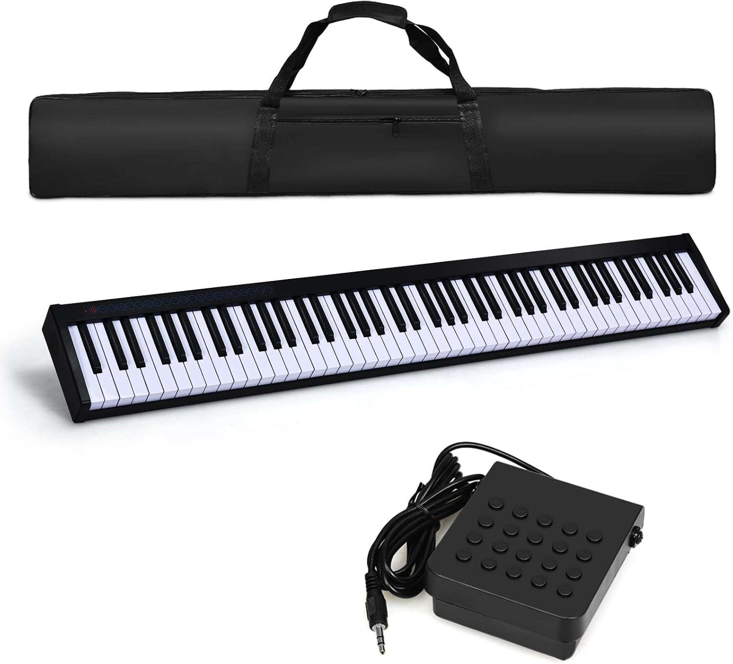 COSTWAY 88-Key Digital Piano Keyboard, Full Size Semi-Weighted Keyboards with MIDI, Sustain Pedal & Carrying Bag, Portable Electric Pianos for Beginner, Kids, Adult