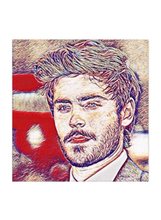 RYN Zac Efron Printed Mdf Wall Art Black/Beige/Red 30X0.5X30Cm