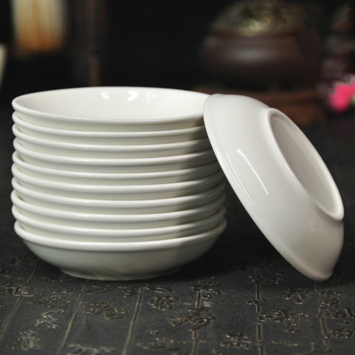 12pcs Ceramic Ink Dish Calligraphy Brush Tray for Beginners