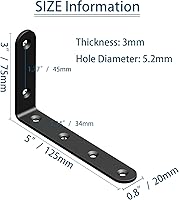 Vista 3 de Aufuga Soporte de estante negro, soporte de esquina para estantes pequeños de 90 grados, soportes de ángulo de junta decorativa, soporte de esquina