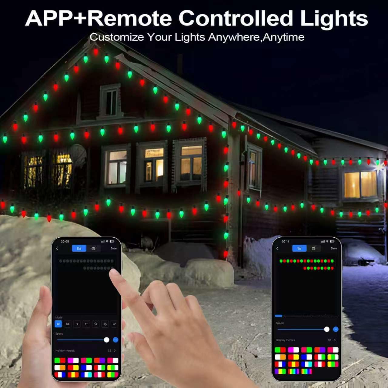 Smart Christmas Outdoor Lights C9 41FT 50 LEDs, APP Remote Control RGB String Lights,Matte Bulbs Plug in, DIY Color Changing with Timer & Music Sync for Holiday Xmas Tree Decoration image 2