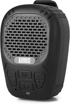 August MS550 Portable Bluetooth 5.3 Speaker with Magnetic Clip On and Microphone 30H Playback, IP56 Waterproof, Micro SD for MP3, Hands Free Calling Outdoor Speaker for Cycling Hiking Camping