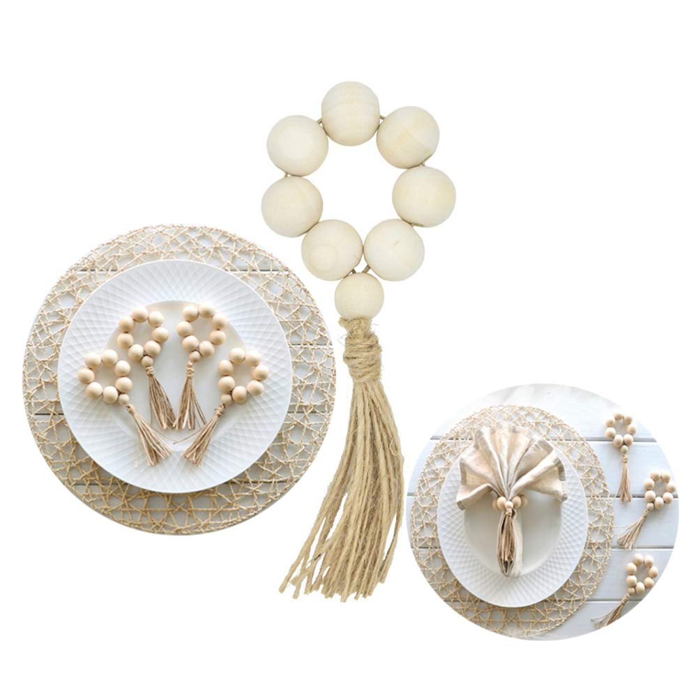 BESPORTBLE 4pcs Wooden Bead Napkin Rings Napkin Buckles Handmade Napkin Buckle