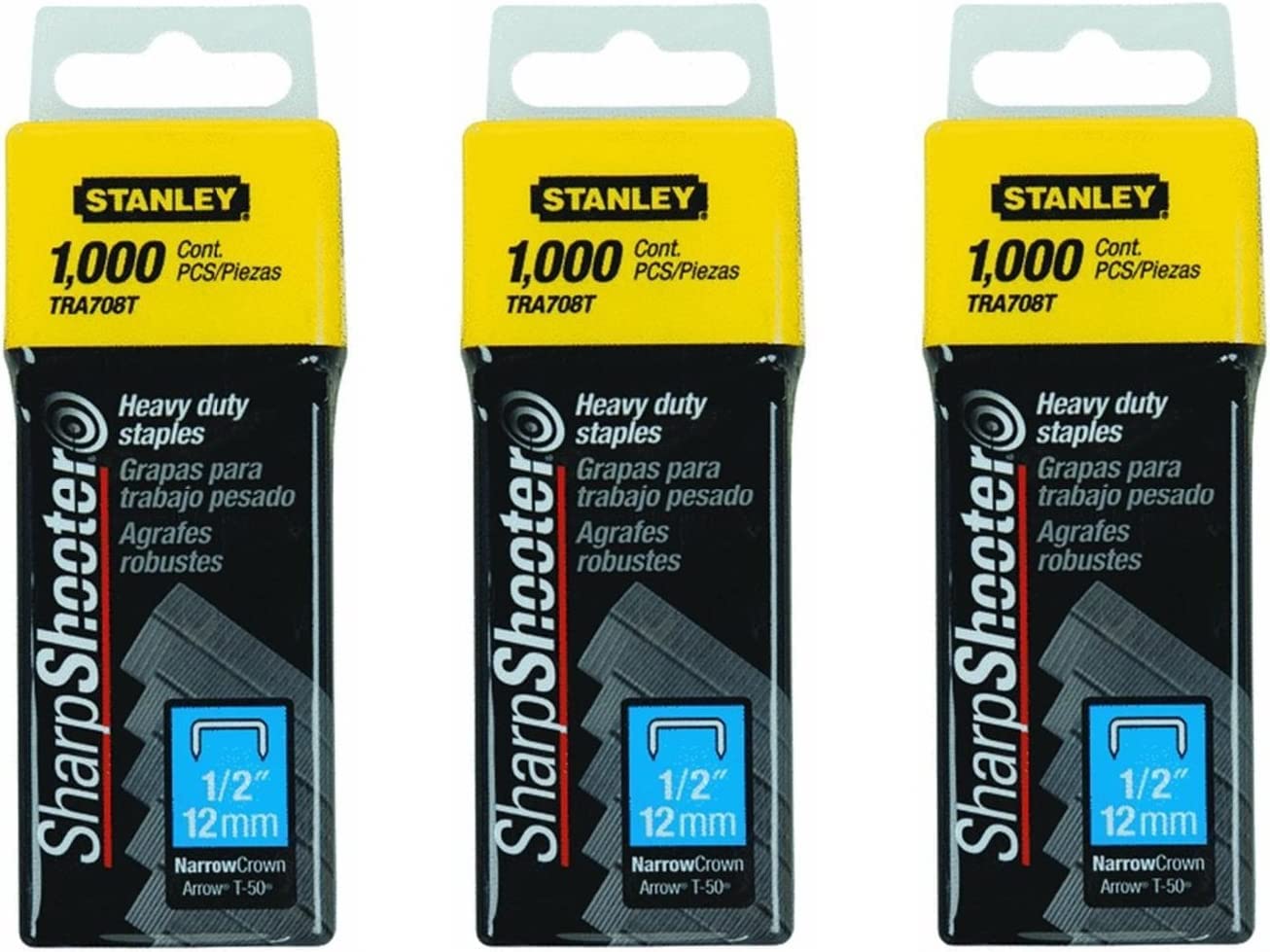 TRA708T Sharpshooter 1,000 1/2" 12MM steel narrow crown staples T-50 (2 Pack)