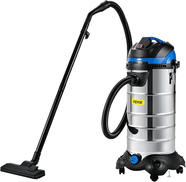 VEVOR Dust Extractor Collector, 40L / 11 Gallon Capacity, HEPA Filtration System Automatic Dust Shaking, 1200W Powerful Motor Wet & Dry Vacuum Cleaner, Heavy-Duty Shop Vacuum with Attachments, Silver
