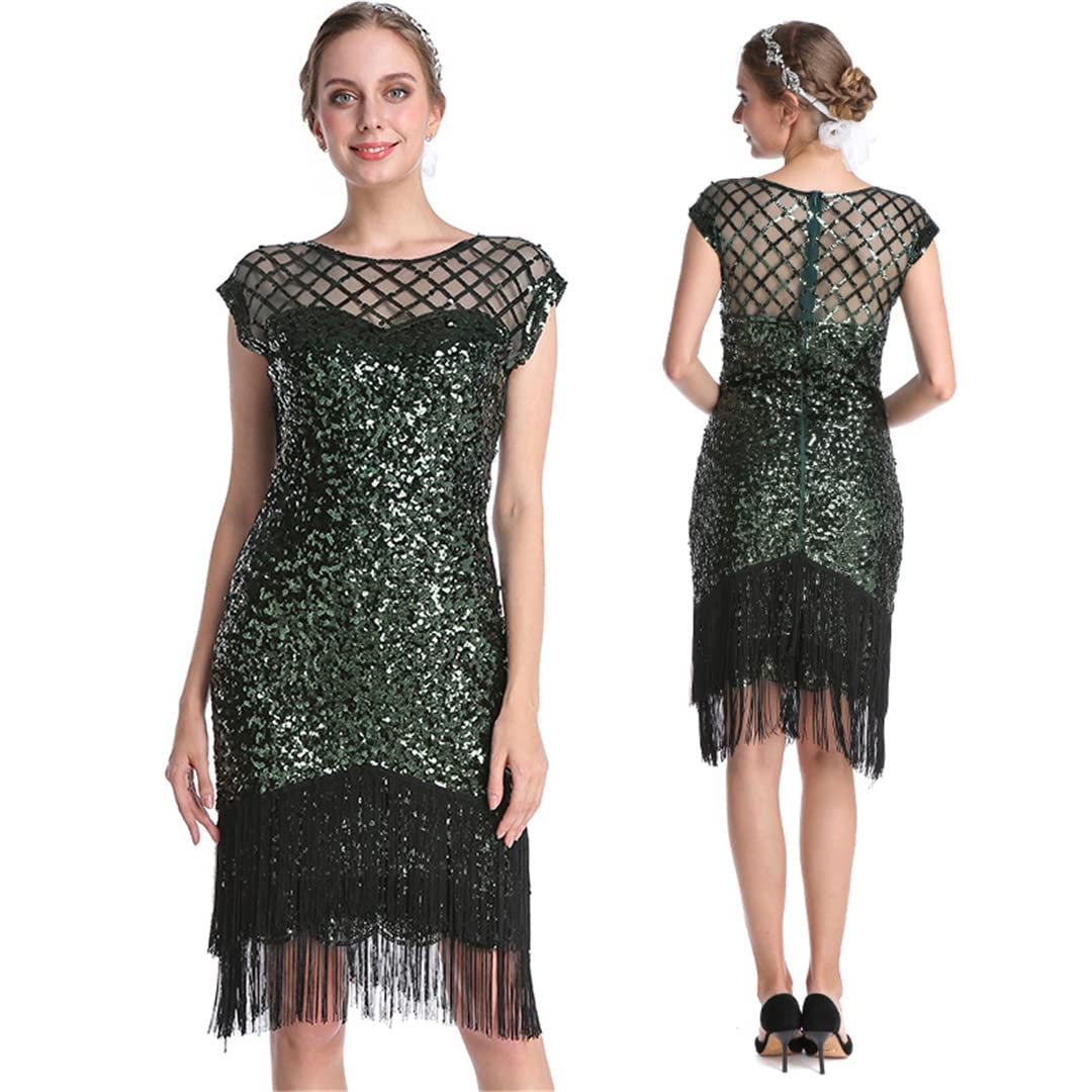 Vestido de lentejuelas de los años 20, vestido de fiesta temática, vestido de graduación, vestido Art Deco, Gn, L