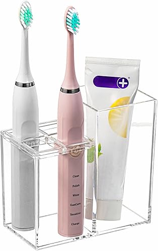 Soporte pequeño para cepillos de dientes para baño, almacenamiento de brochas de maquillaje, 5 ranuras de acrílico transparente, accesorios de baño,