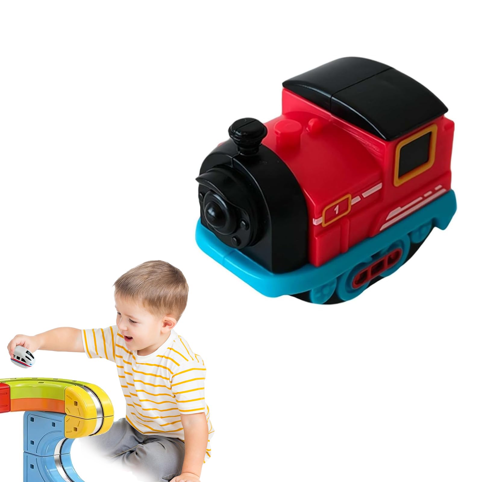 1-2 Packs Replacement Magnetic Electric Train Cars, 3d Infinity Track Train Head, USB Rechargeable Add-On Compatible for Train Set Tracks, Cannot Operate Alone, Tracks & Cable Not Included (B)