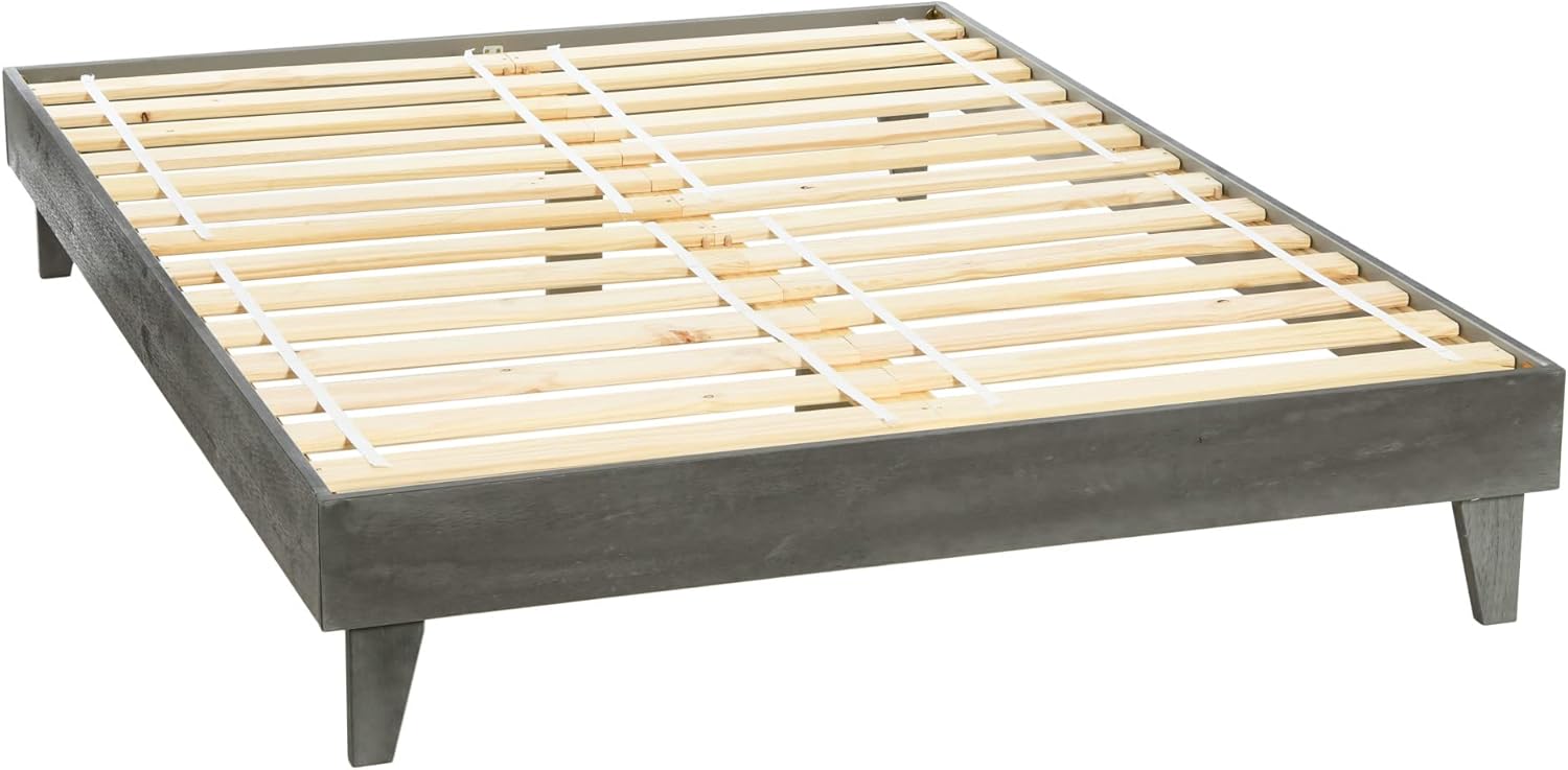 Creative Co-Op Modern Platform, Queen Bed, 62" L x 82" W x 14" H, Charcoal Rustic