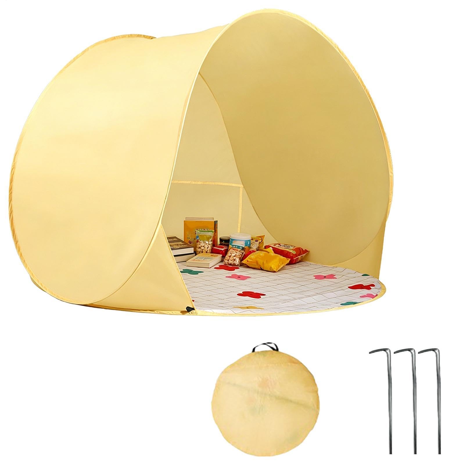 Ombra Da Spiaggia Portatile Telo Protettivo Traspirante Spazioso | Tenda Pieghevole Automatica per Spiaggia Per Bambini Campeggio All'Aperto Giochi Picnic Giardino Piscina Famiglia
