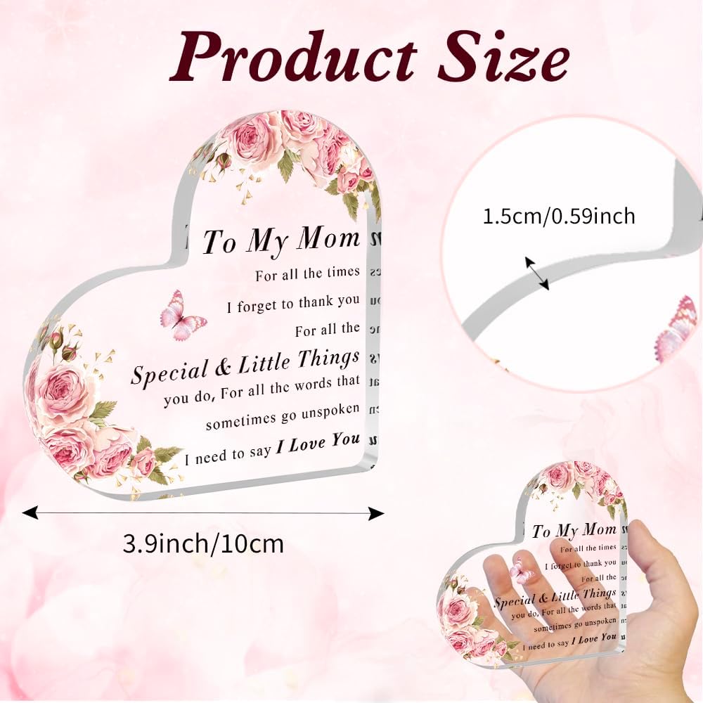 Gifts For Moms Mother's Day Gifts For Mom From Daughter Son Mom Birthday Valentines Gift Heart Acrylic Plaque For Moms Best Mother Gift Best Stepmom Present - Image 2