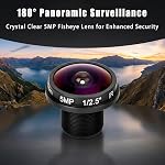 .8mm 180° Lentille de panneau Fisheye pour IP/CCTV Caméras – HD 5MP Imagerie à large angle, Vis à montage automatique en acier au carbone inclus
