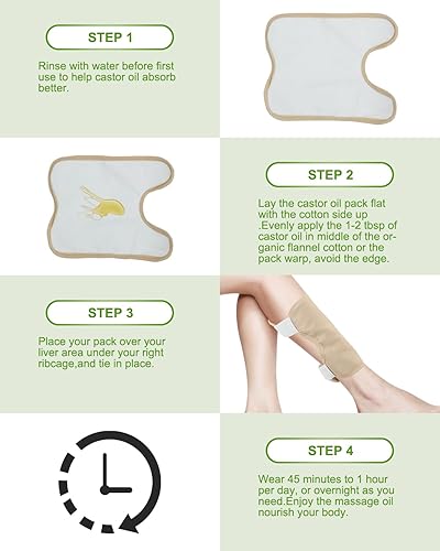 Miniatura 5 de Paquete de aceite de ricino para rodilla, paquete de 2 piezas de aceite de ricino para rodilla, paquete de aceite de ricino con correa elástica