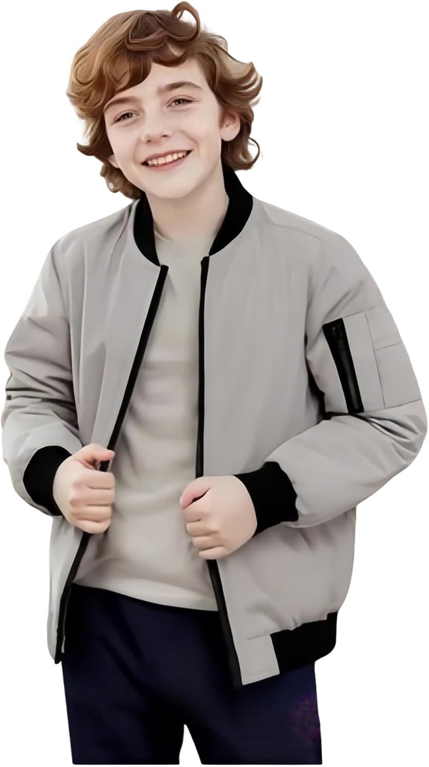 JOYSON Kid Boys Bomber Jackets Windproof Flight Jacket Outdoor Windbreaker Spring Fall Outerwear Jacket - Image 2
