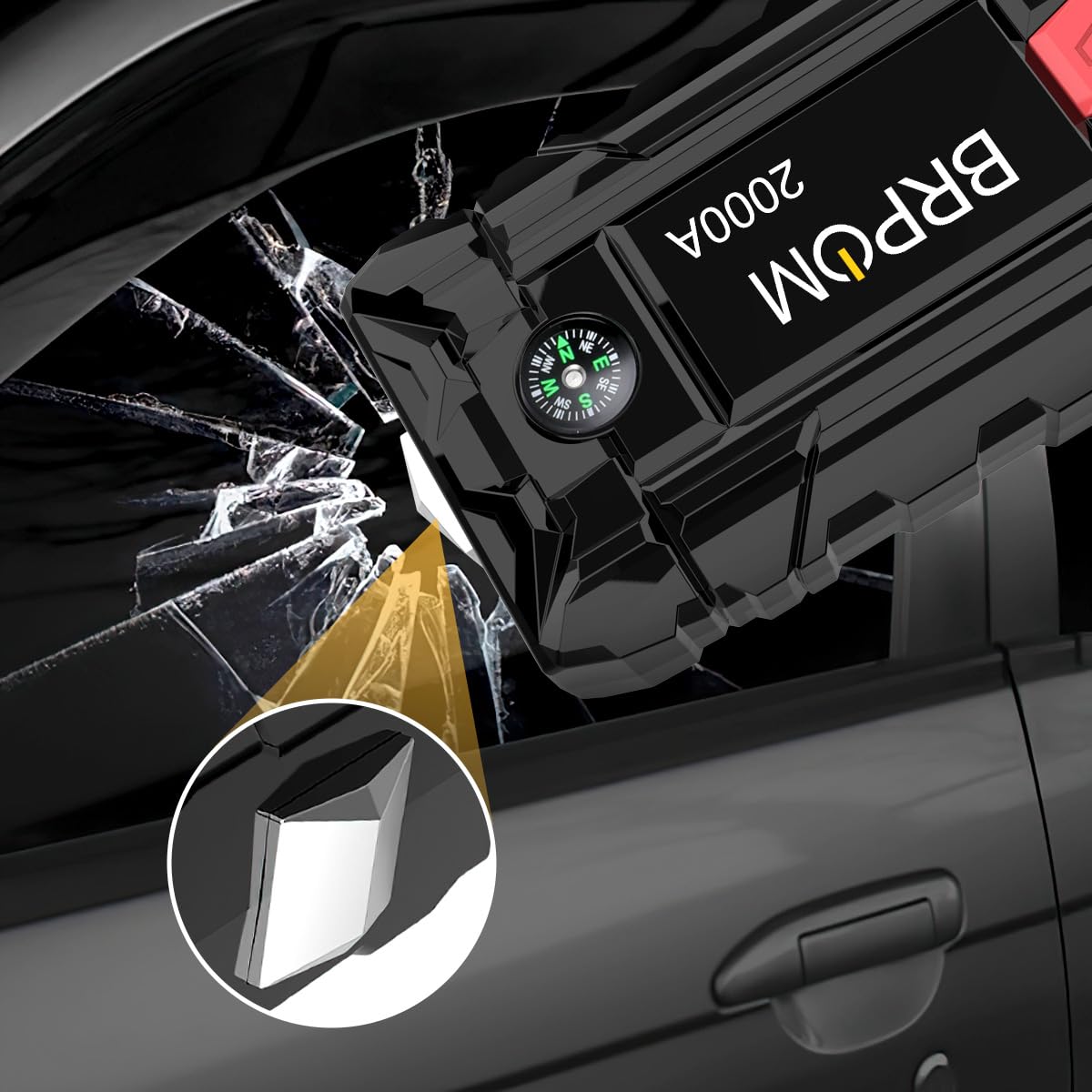 BRPOM Avviatore Batteria Auto, 4000A Avviatore di Emergenza per Auto/Moto, (Motori Fino a 8.0L Gas o 6.5L Diesel) Torcia a LED,Porta USB da per Smartphone