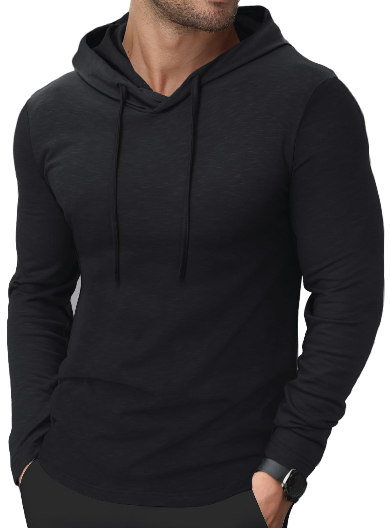 HMIYA Hoodies for Men Lightweight Gym to Street Mens Hooded Shirt Drawstring Pullover Long Sleeve Workout Tops M-3XL